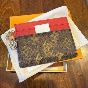 Red and Brown Monogram Card Holder